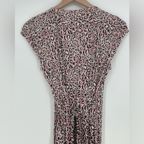 "NWT" J Crew Midi Wrap Dress Soft Rayon Pink Leopard Print In Size‎ XS - Picture 9 of 13